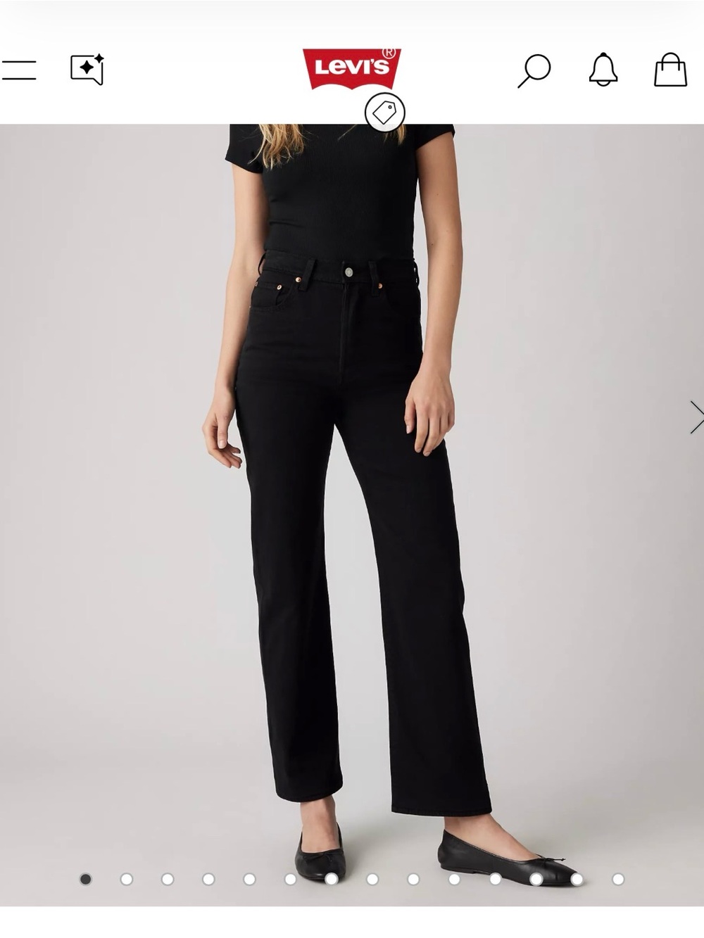 Levi Strauss Wide-Leg Black Denim Jeans- ribcage high